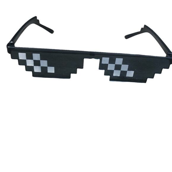 Funny 8 Bit Cartoon Glasses Black - Picture 2 of 13